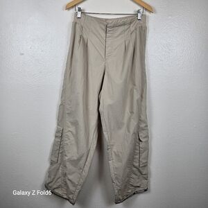 Free People Movement Beige Cargo Pants‎ M Utility Ankle Zip Streetwear Y2K